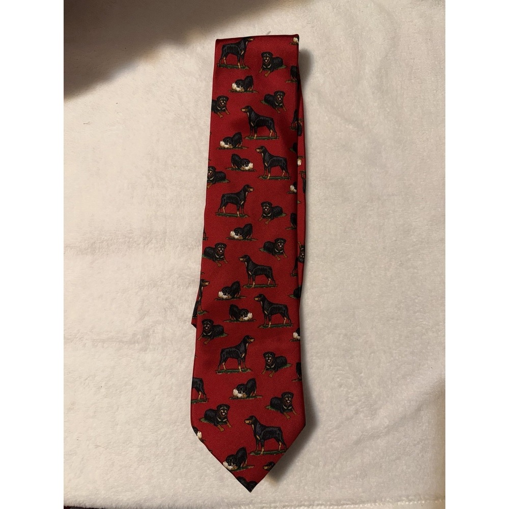 Alynn Neckwear Rottweiler‎ 100% Silk Mens Necktie Red Dog Pet Made USA